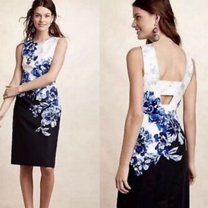 Maeve floral color blocked fitted dress
